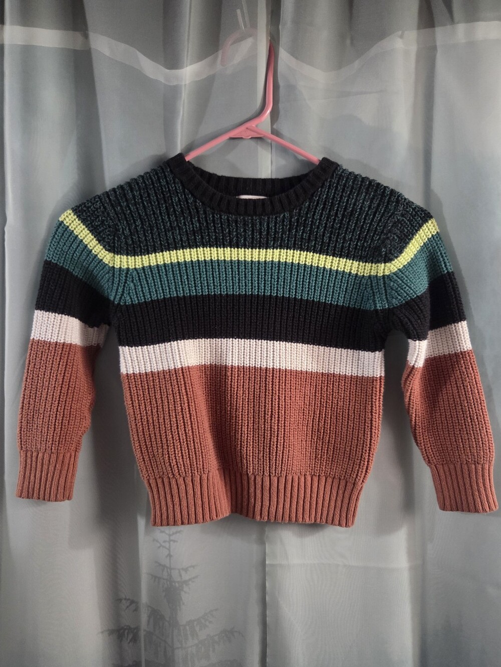 Cat & Jack Kids Striped Knit Sweater in Rust, Teal, Black, White, Yellow